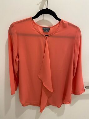 Van Heusen Coral Ruffle-Front Blouse
